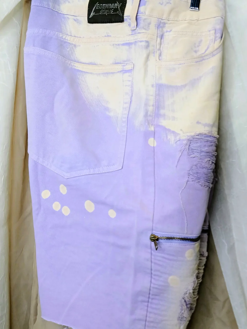 Legendary Whitetails Purple and White Dip-Dye Distressed Jean Shorts
